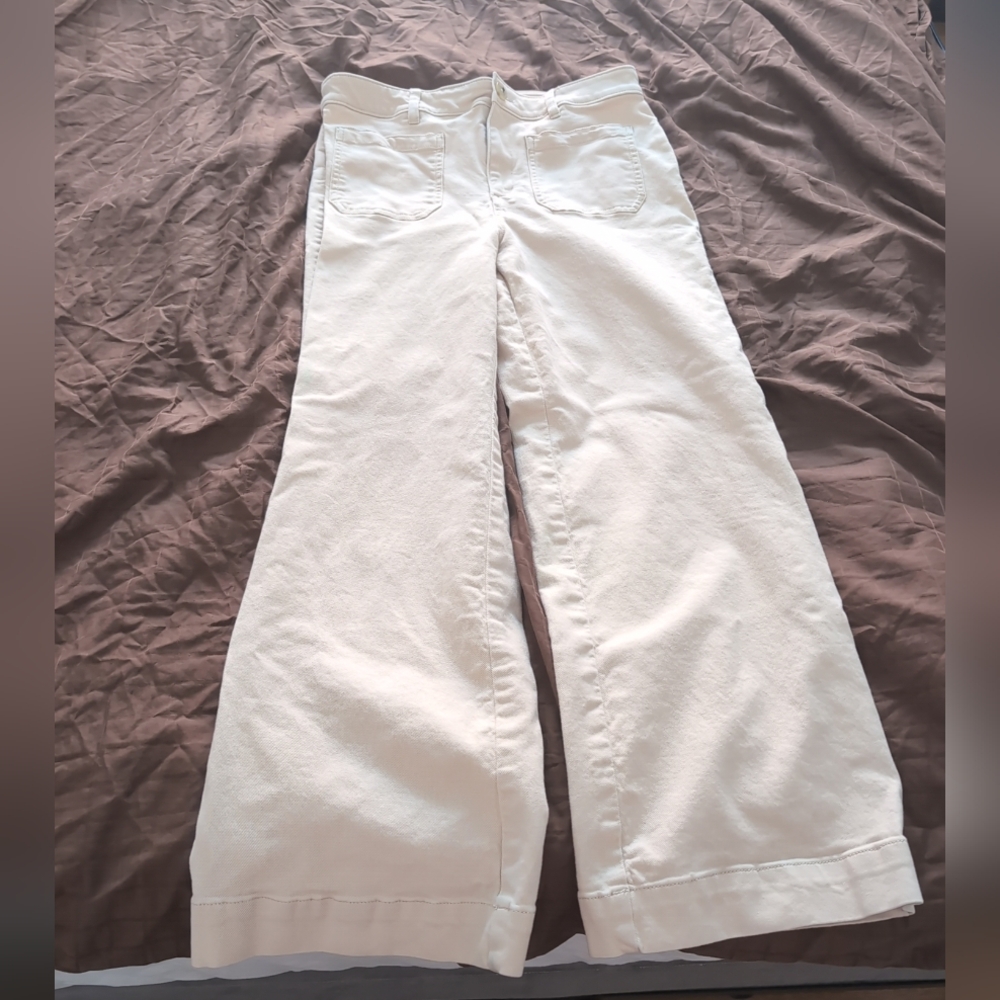 Ann Taylor Loft Beige Palmer Wide Leg Style Jeans 6 petite